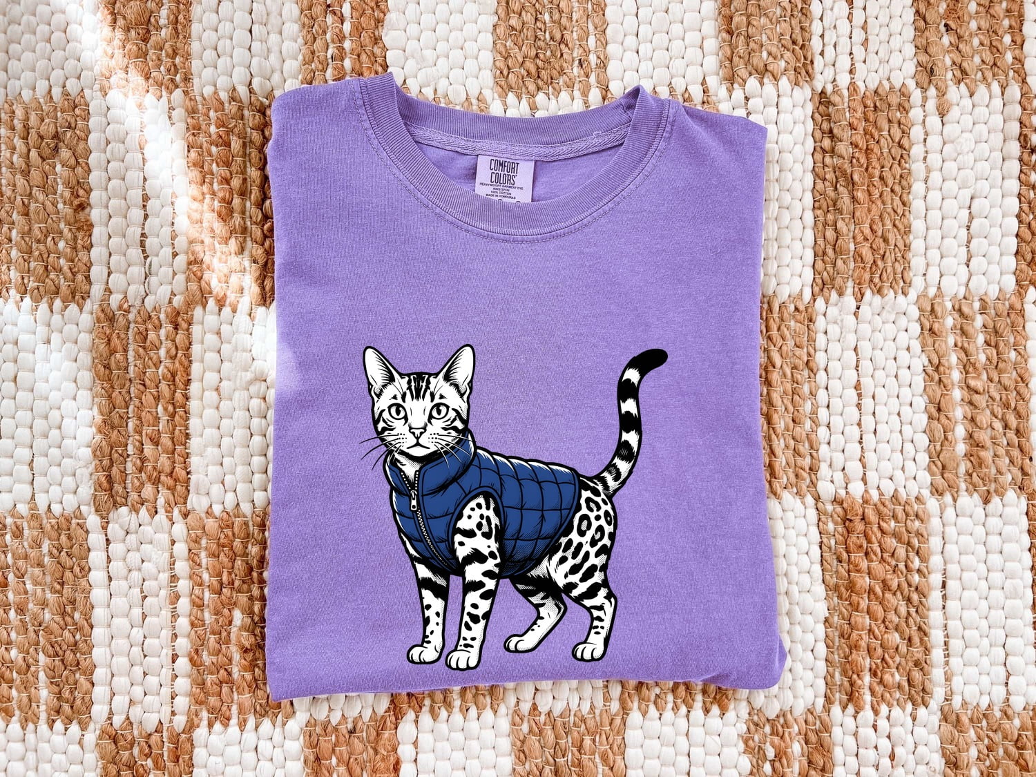 Bengal Cat Shirt for Women – Pop Art Hand Drawn Insulated Vest Feline Graphic Tee