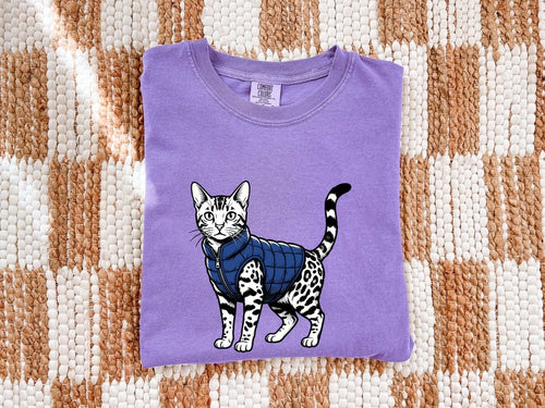 Bengal Cat Shirt for Women – Pop Art Hand Drawn Insulated Vest Feline Graphic Tee