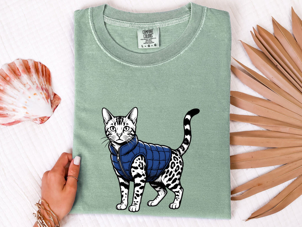 Bengal Cat Shirt for Women – Pop Art Hand Drawn Insulated Vest Feline Graphic Tee
