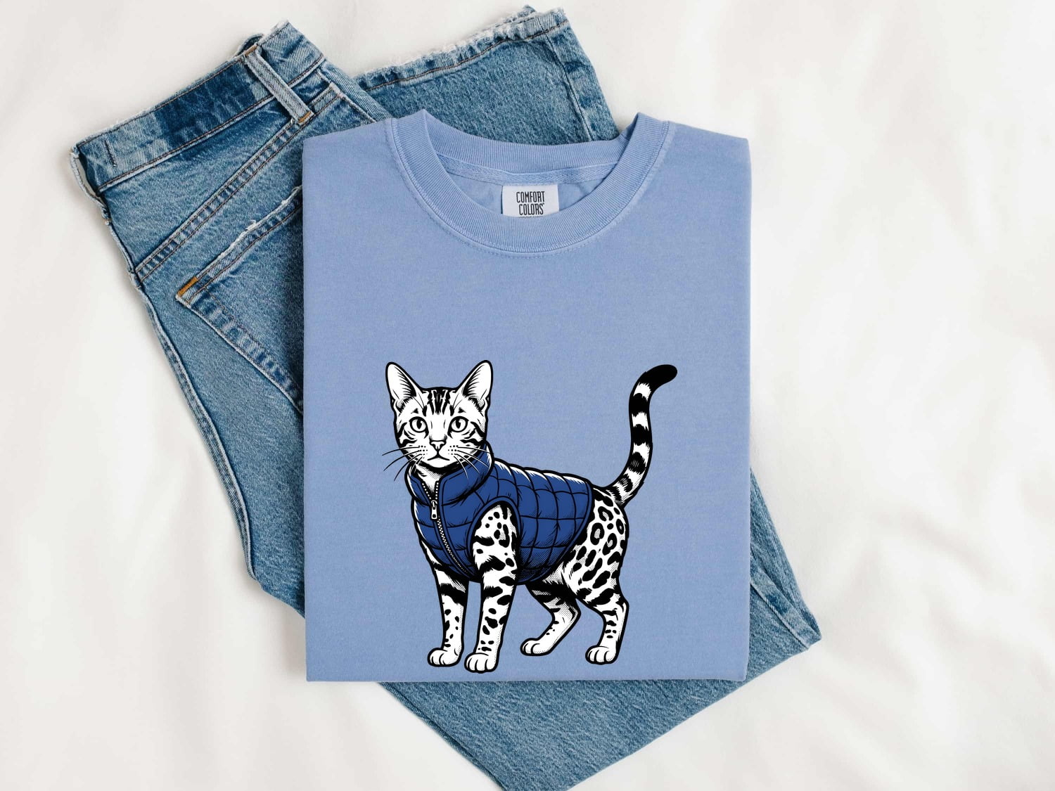 Bengal Cat Shirt for Women – Pop Art Hand Drawn Insulated Vest Feline Graphic Tee