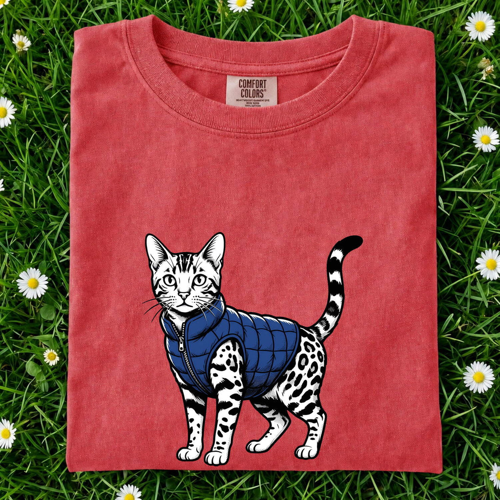 Bengal Cat Shirt for Women – Pop Art Hand Drawn Insulated Vest Feline Graphic Tee