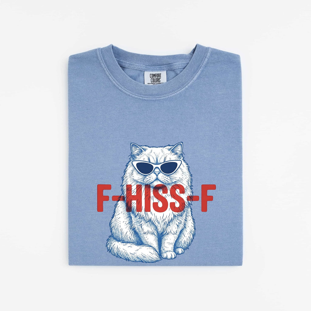 Cat Shades Shirt for Women – Funny Hand Drawn Retro Large Font Sunglasses Graphic Tee
