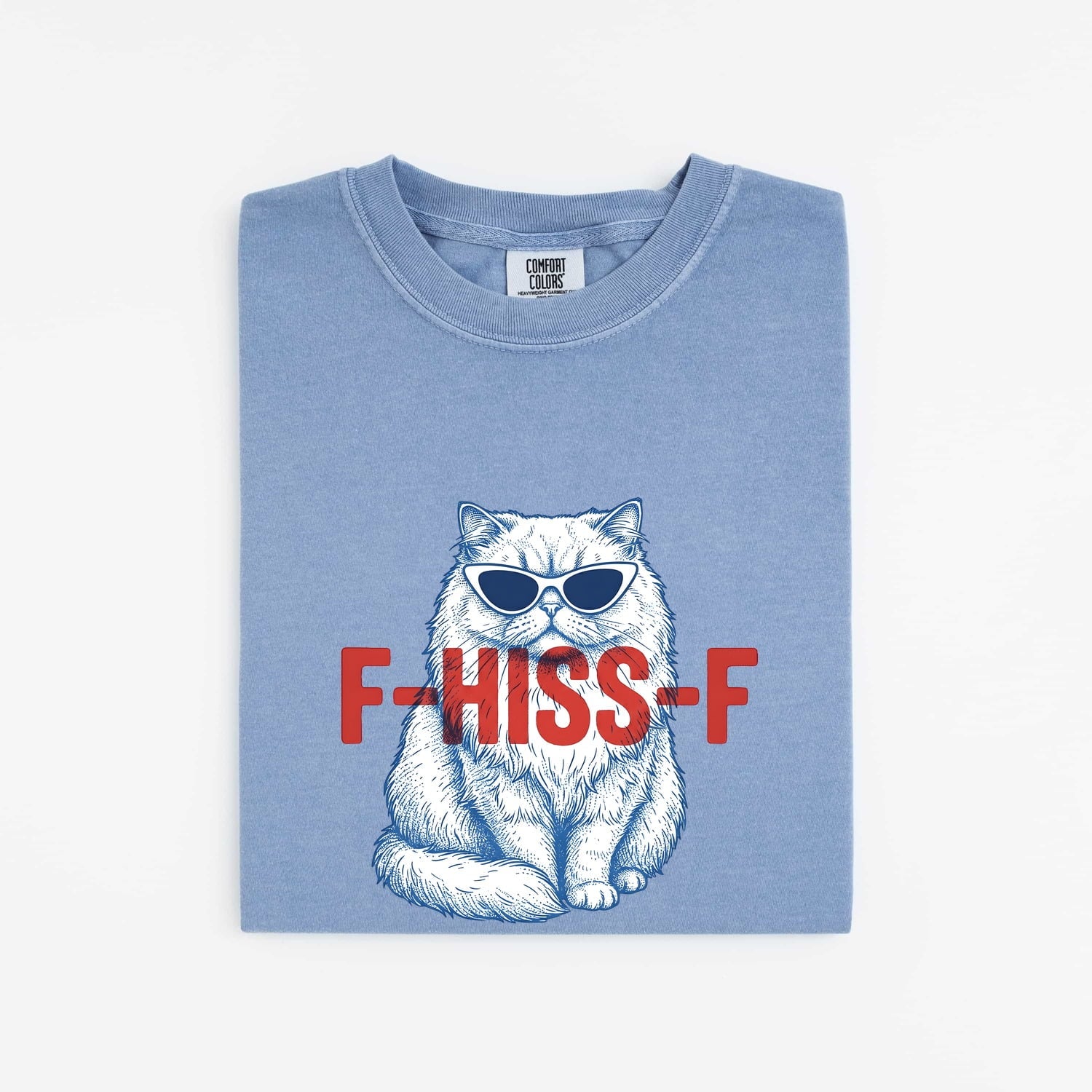 Cat Shades Shirt for Women – Funny Hand Drawn Retro Large Font Sunglasses Graphic Tee