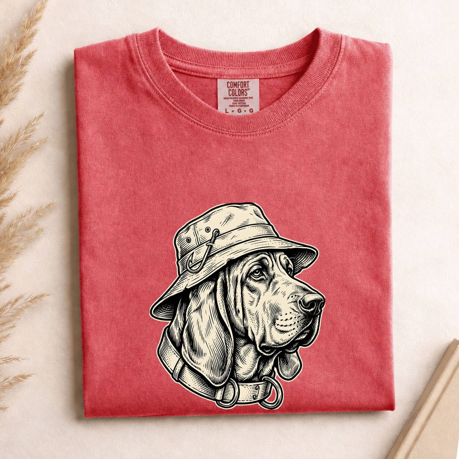 Hound Dog Shirt for Women – Vintage Hand Drawn Fishing Bucket Hat Angler Graphic Tee