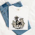 Rodeo Dog Shirt for Women – Antique Western Line Drawing Cowboy Dog Graphic Tee