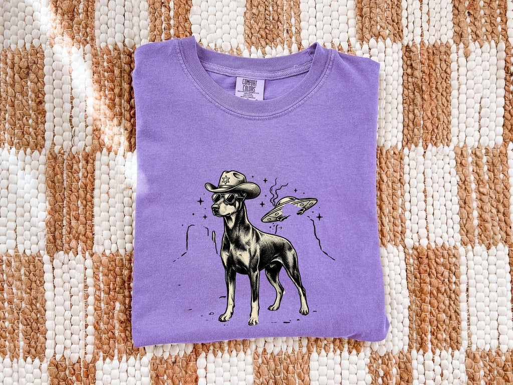 Rodeo Dog Shirt for Women – Antique Western Line Drawing Cowboy Dog Graphic Tee