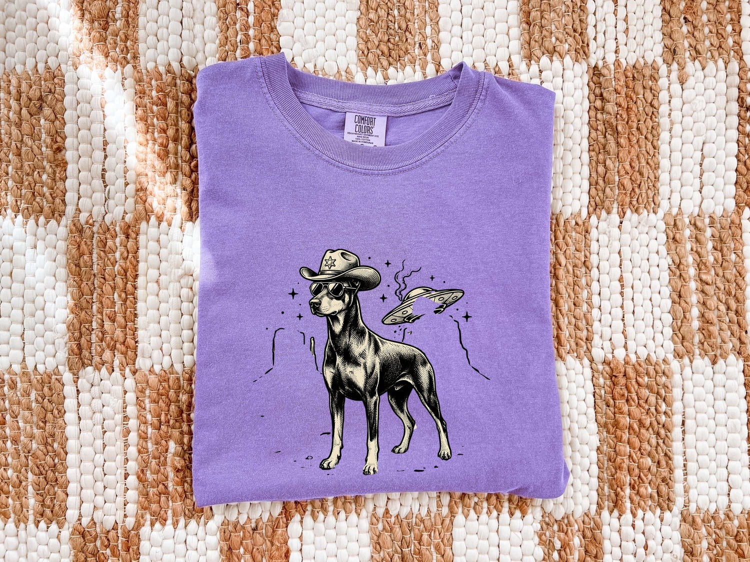 Rodeo Dog Shirt for Women – Antique Western Line Drawing Cowboy Dog Graphic Tee