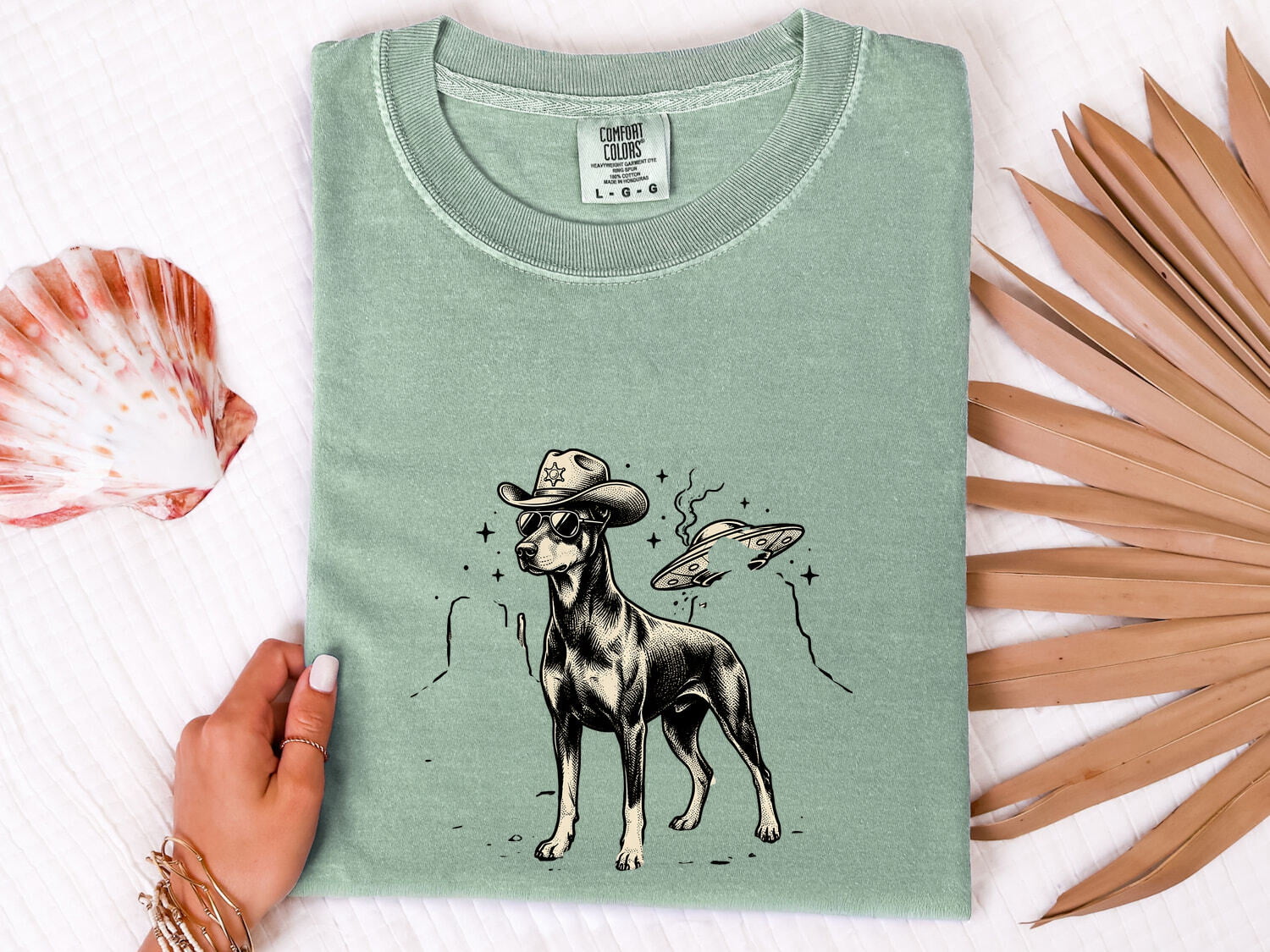 Rodeo Dog Shirt for Women – Antique Western Line Drawing Cowboy Dog Graphic Tee