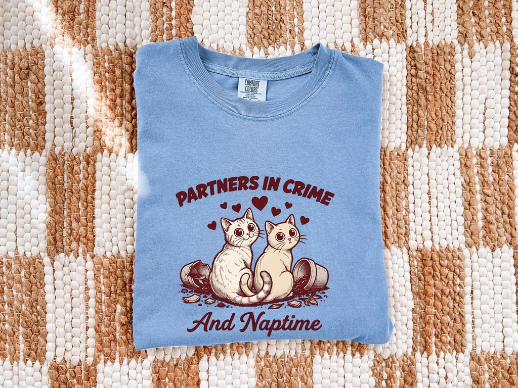 Two Cats Shirt for Women – Retro Sketch Love Hearts Kitten Graphic Tee