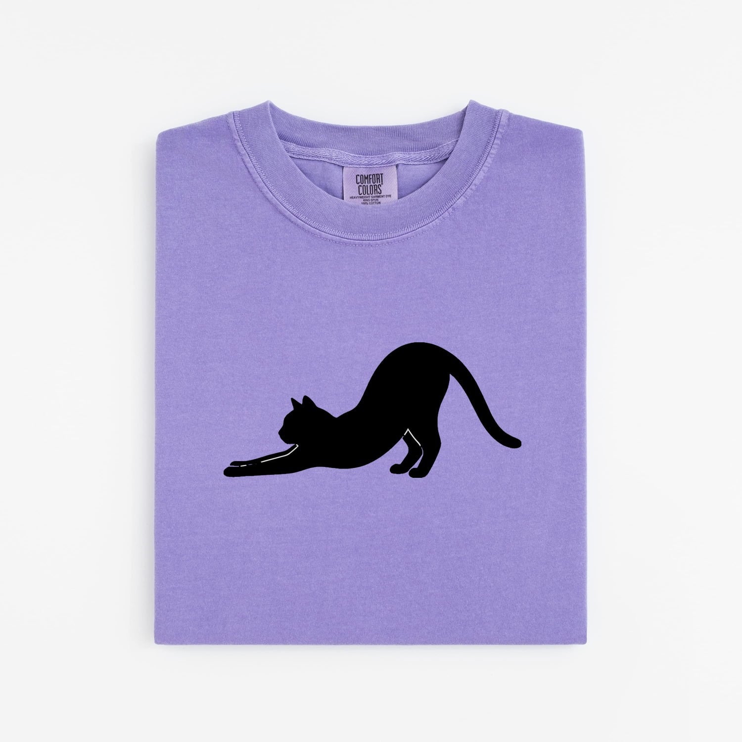Stretching Cat Shirt for Women – Simple Minimalist Creature Illustration Graphic Tee