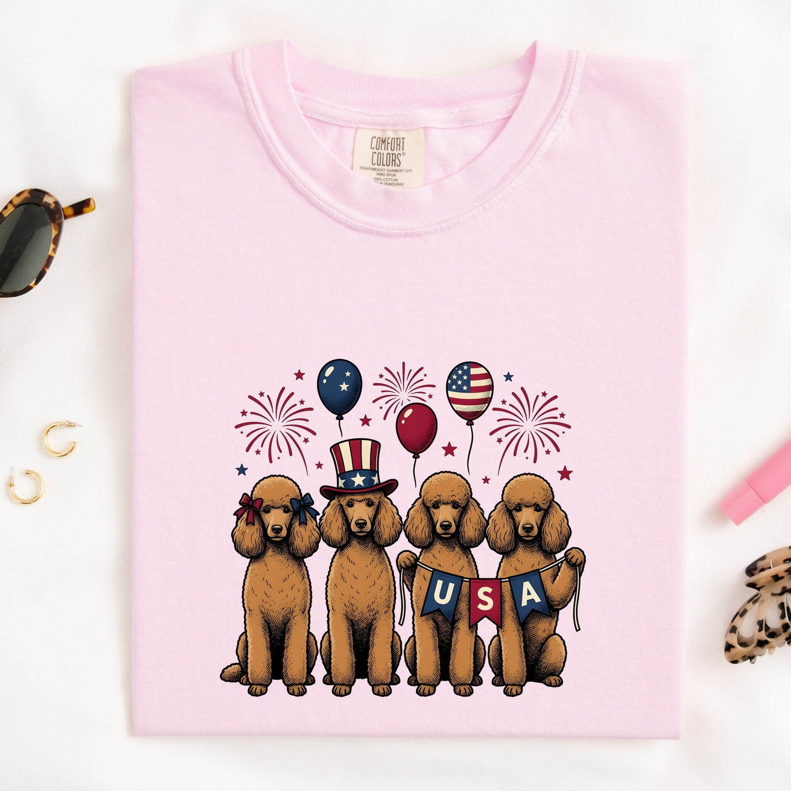 Poodle Shirt for Women – Rustic Country Doodle Pyrotechnics Puppy Graphic Tee