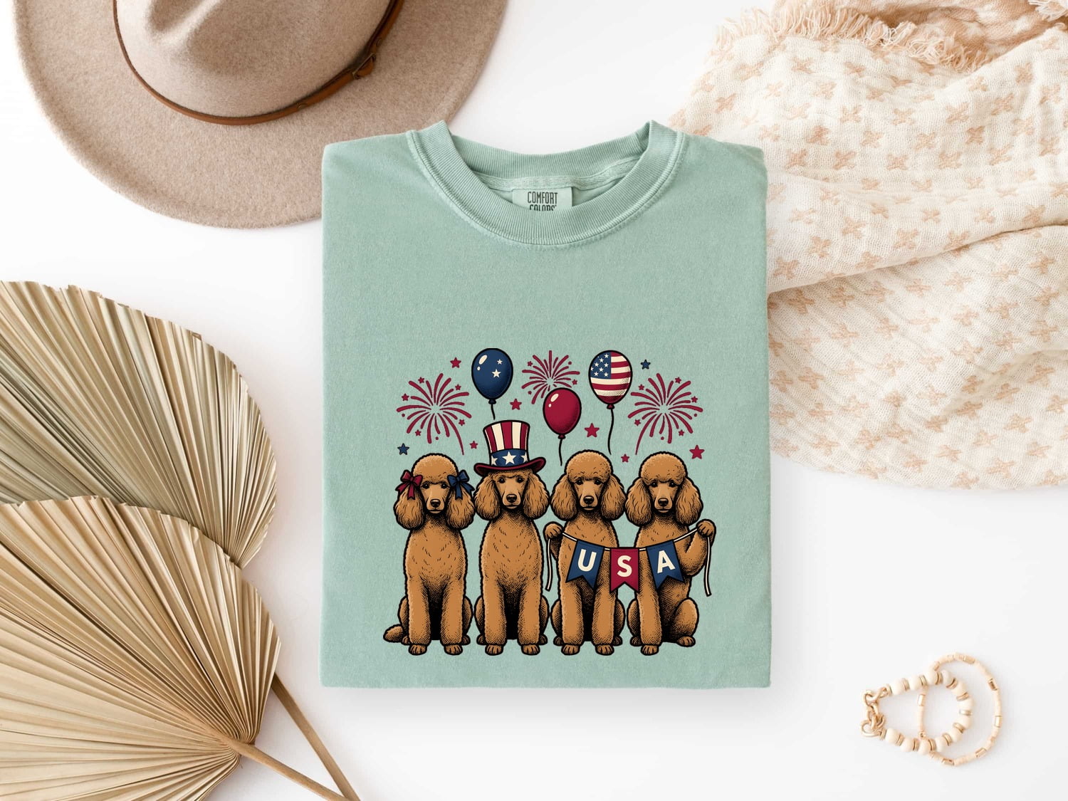Poodle Shirt for Women – Rustic Country Doodle Pyrotechnics Puppy Graphic Tee