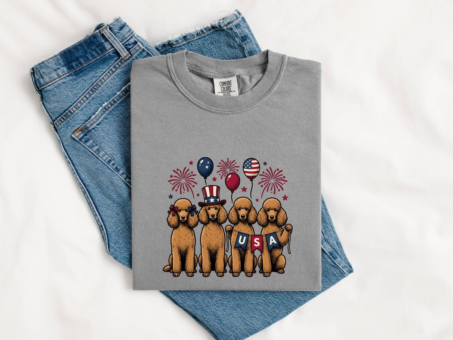Poodle Shirt for Women – Rustic Country Doodle Pyrotechnics Puppy Graphic Tee