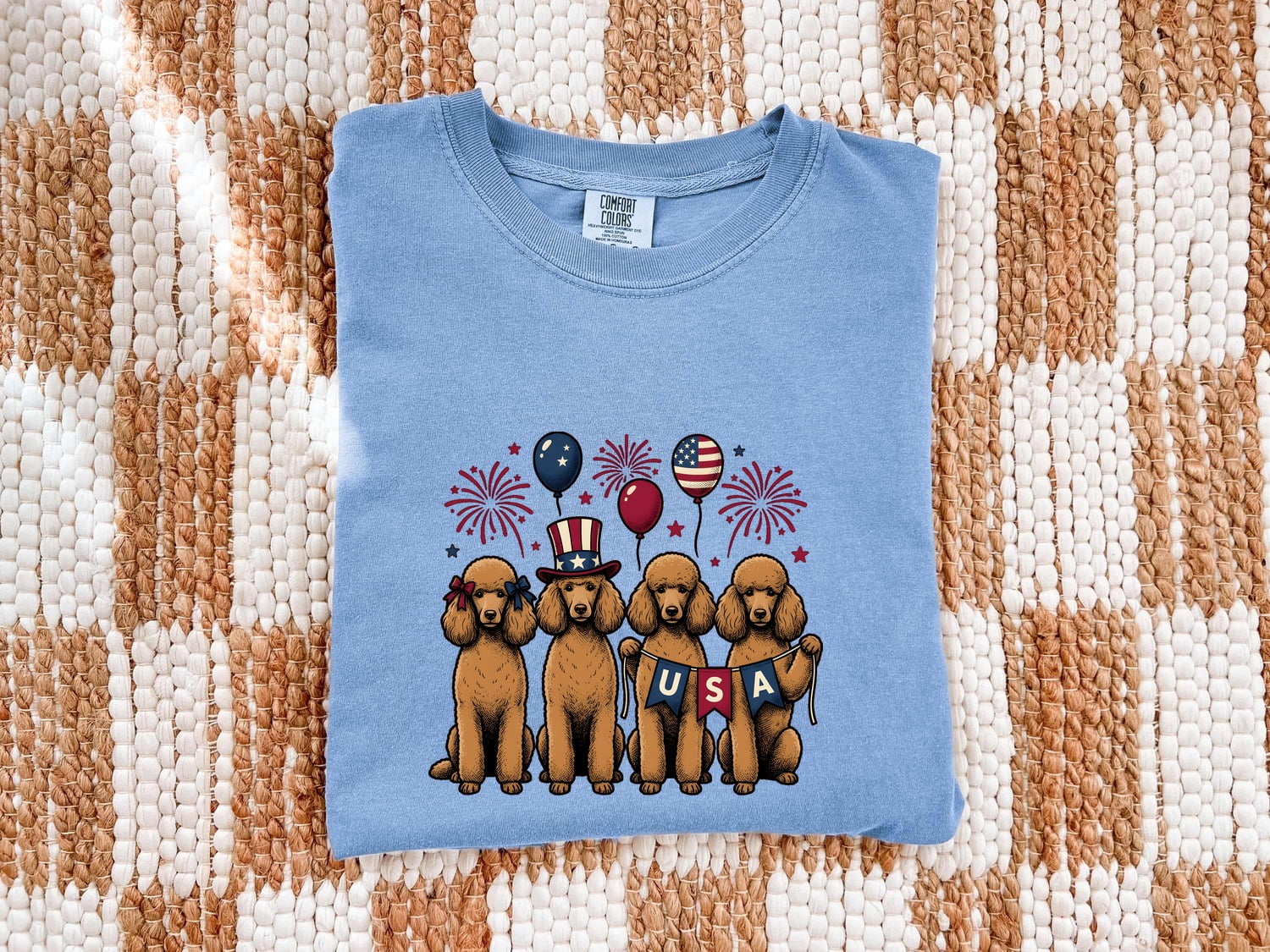 Poodle Shirt for Women – Rustic Country Doodle Pyrotechnics Puppy Graphic Tee