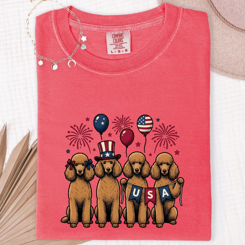 Poodle Shirt for Women – Rustic Country Doodle Pyrotechnics Puppy Graphic Tee