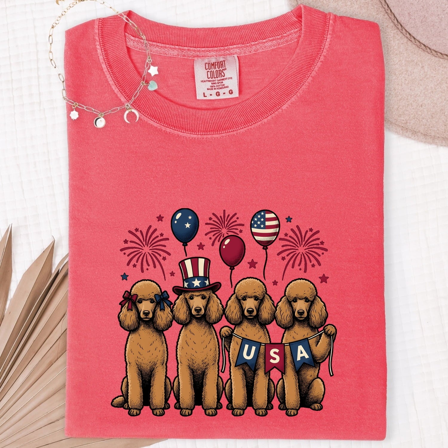 Poodle Shirt for Women – Rustic Country Doodle Pyrotechnics Puppy Graphic Tee
