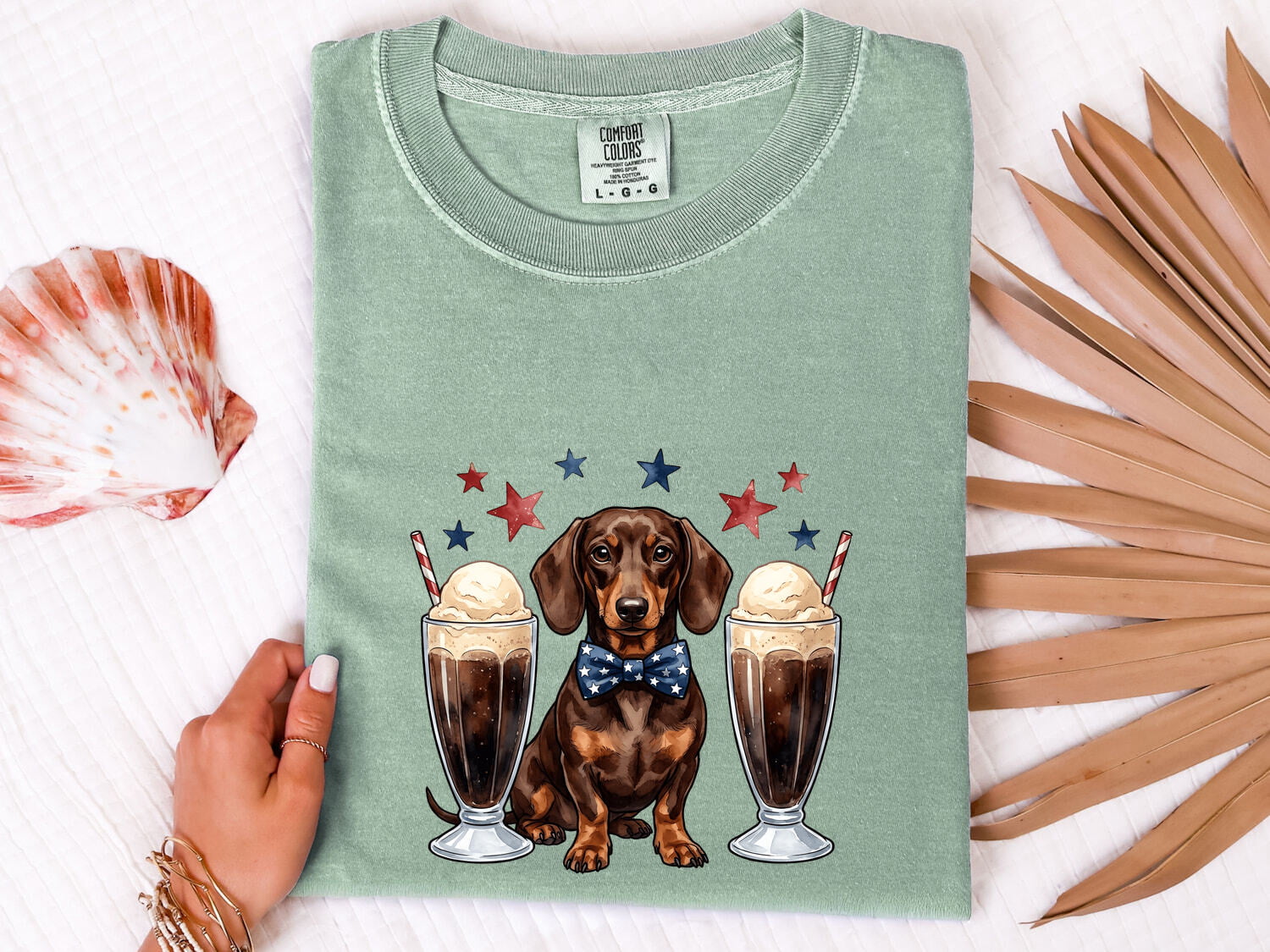 Dachshund Shirt for Women – Ink Wash Watercolor Coffee Float Wiener Dog Graphic Tee
