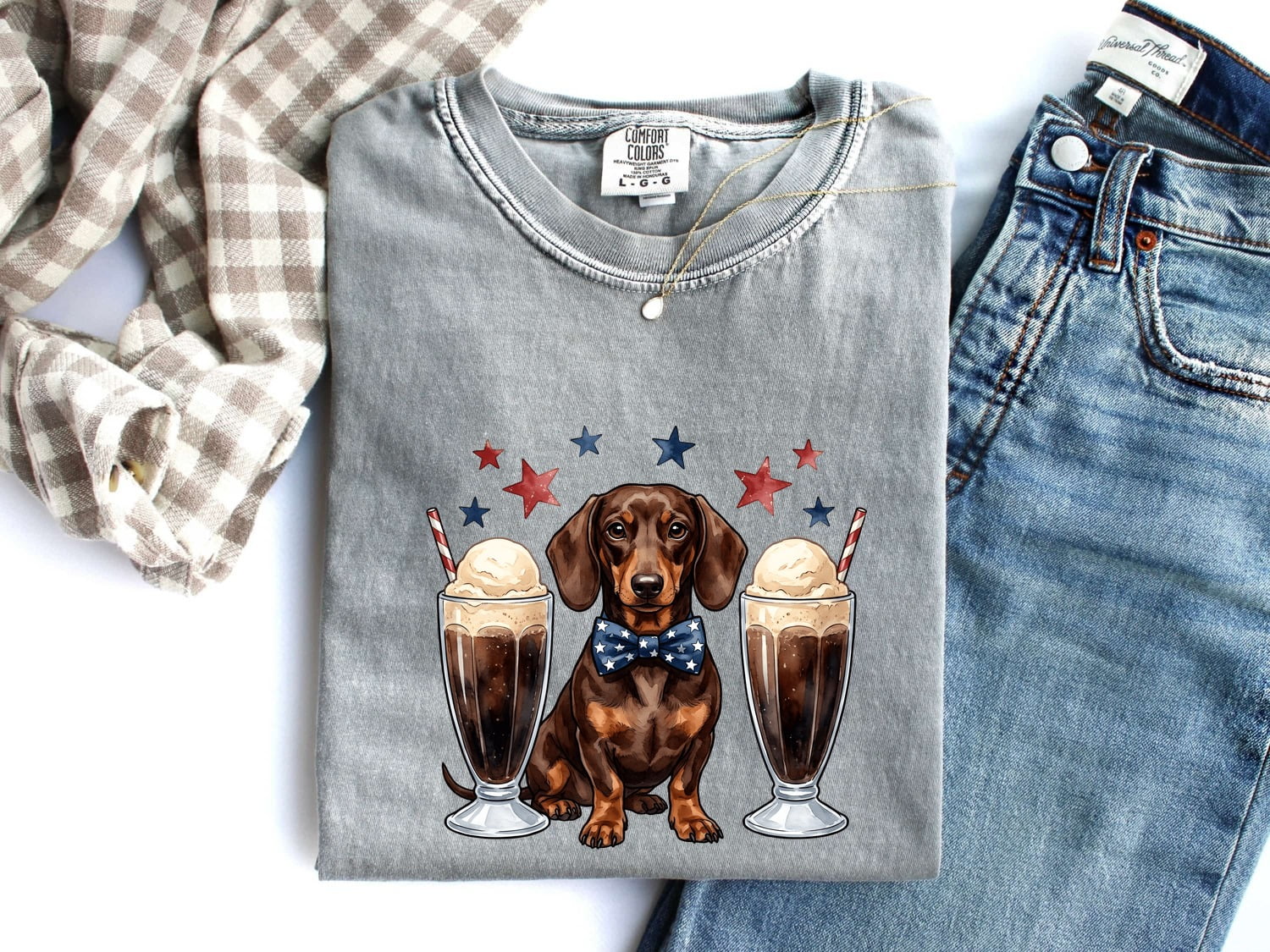 Dachshund Shirt for Women – Ink Wash Watercolor Coffee Float Wiener Dog Graphic Tee
