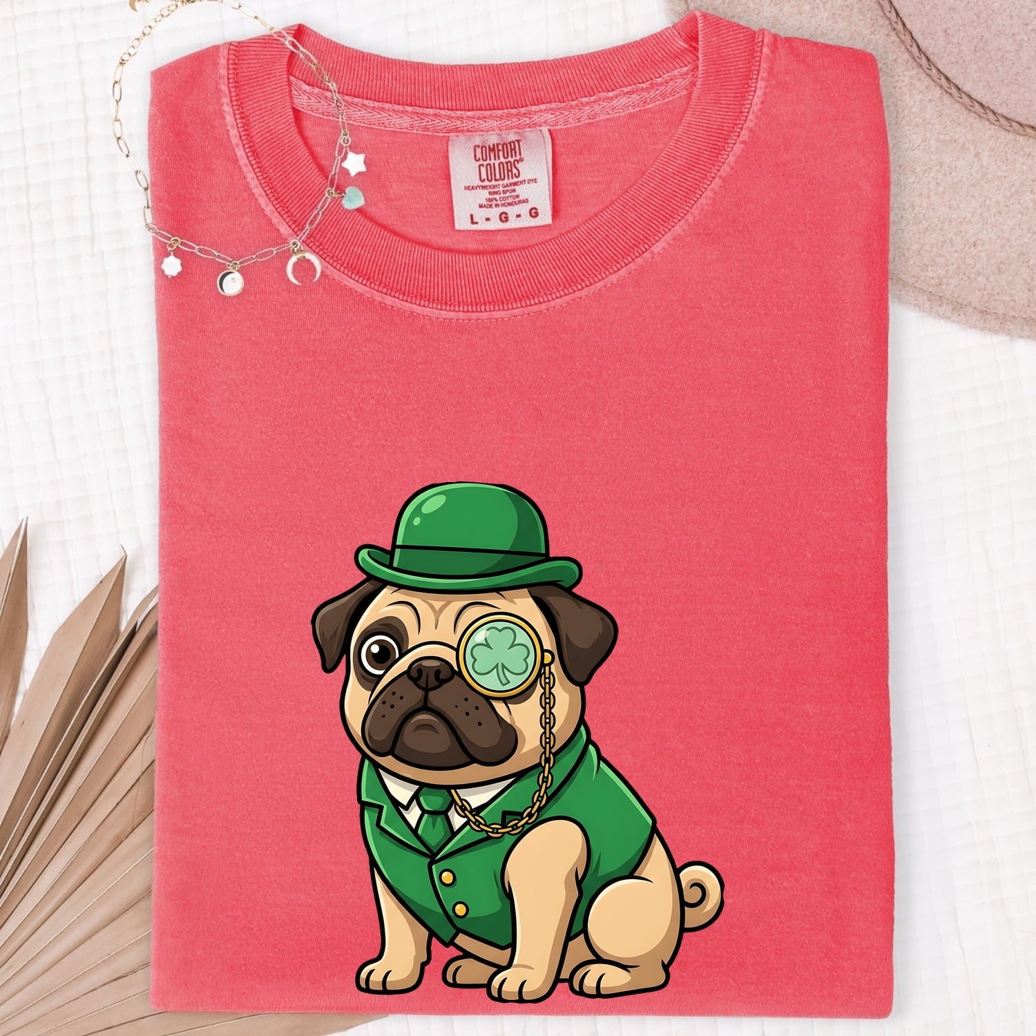 St. Patrick's Day Pug Shirt for Women – Kawaii Cartoon Shamrock Comic Dog Graphic Tee