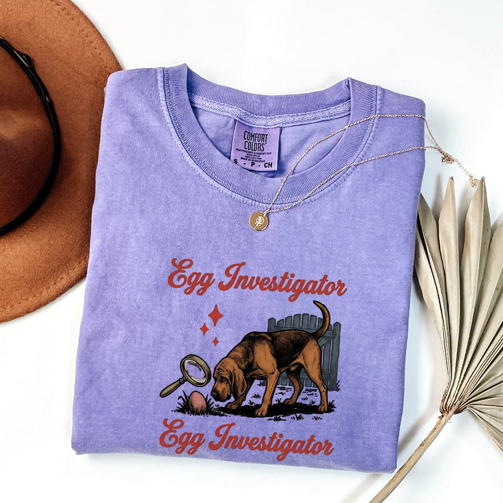 Easter Bloodhound Shirt for Women – Classic Outline Magnifier Hound Graphic Tee