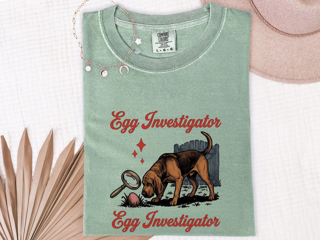 Easter Bloodhound Shirt for Women – Classic Outline Magnifier Hound Graphic Tee