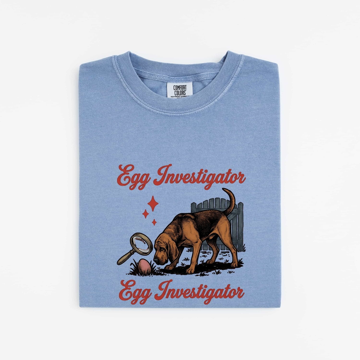 Easter Bloodhound Shirt for Women – Classic Outline Magnifier Hound Graphic Tee