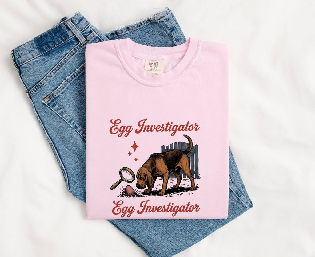 Easter Bloodhound Shirt for Women – Classic Outline Magnifier Hound Graphic Tee