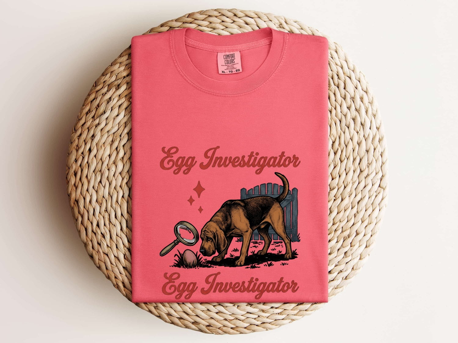 Easter Bloodhound Shirt for Women – Classic Outline Magnifier Hound Graphic Tee
