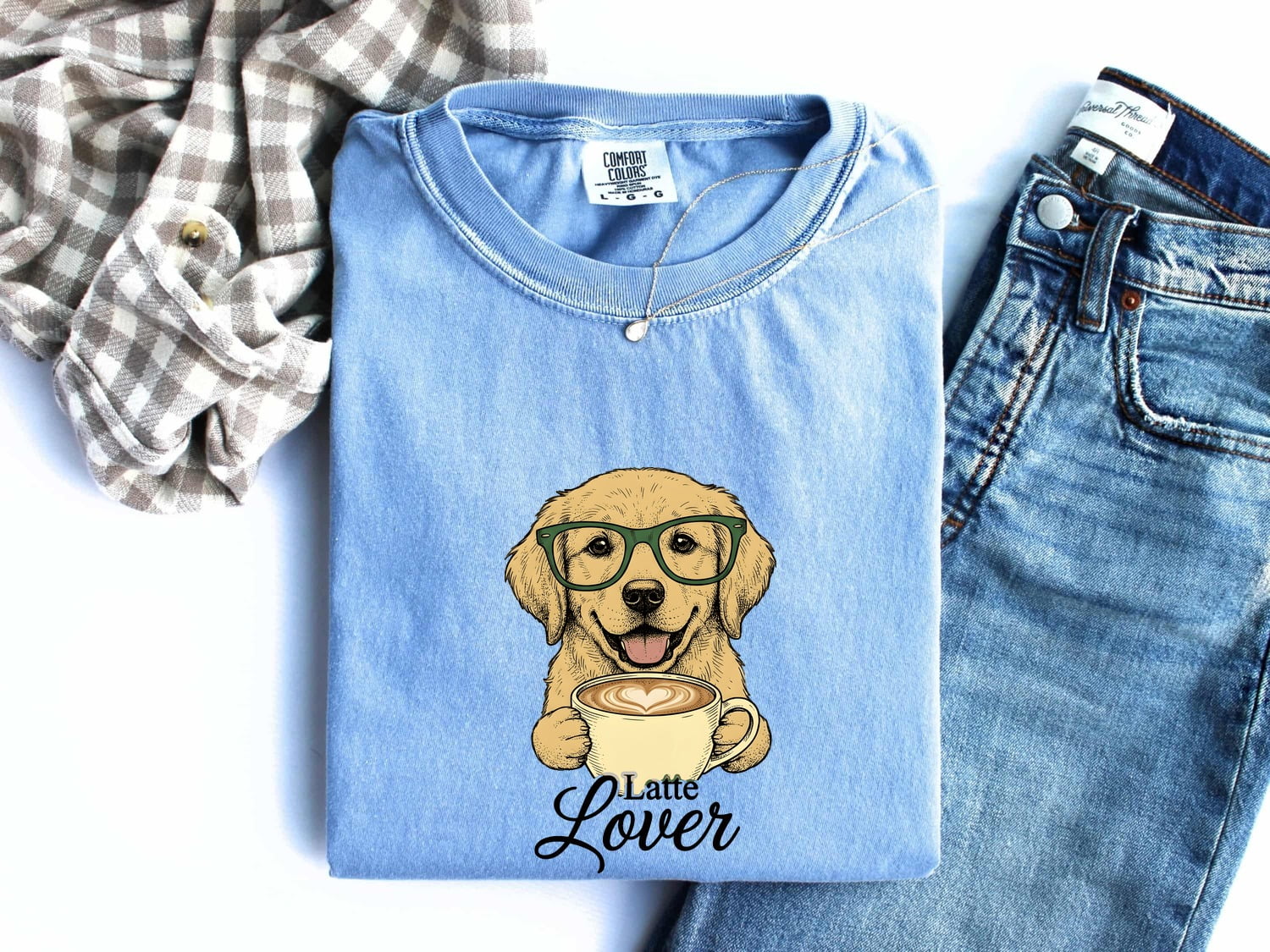 Dog Coffee Mug Shirt for Women – Funny Old School Eye Glasses Canine Graphic Tee
