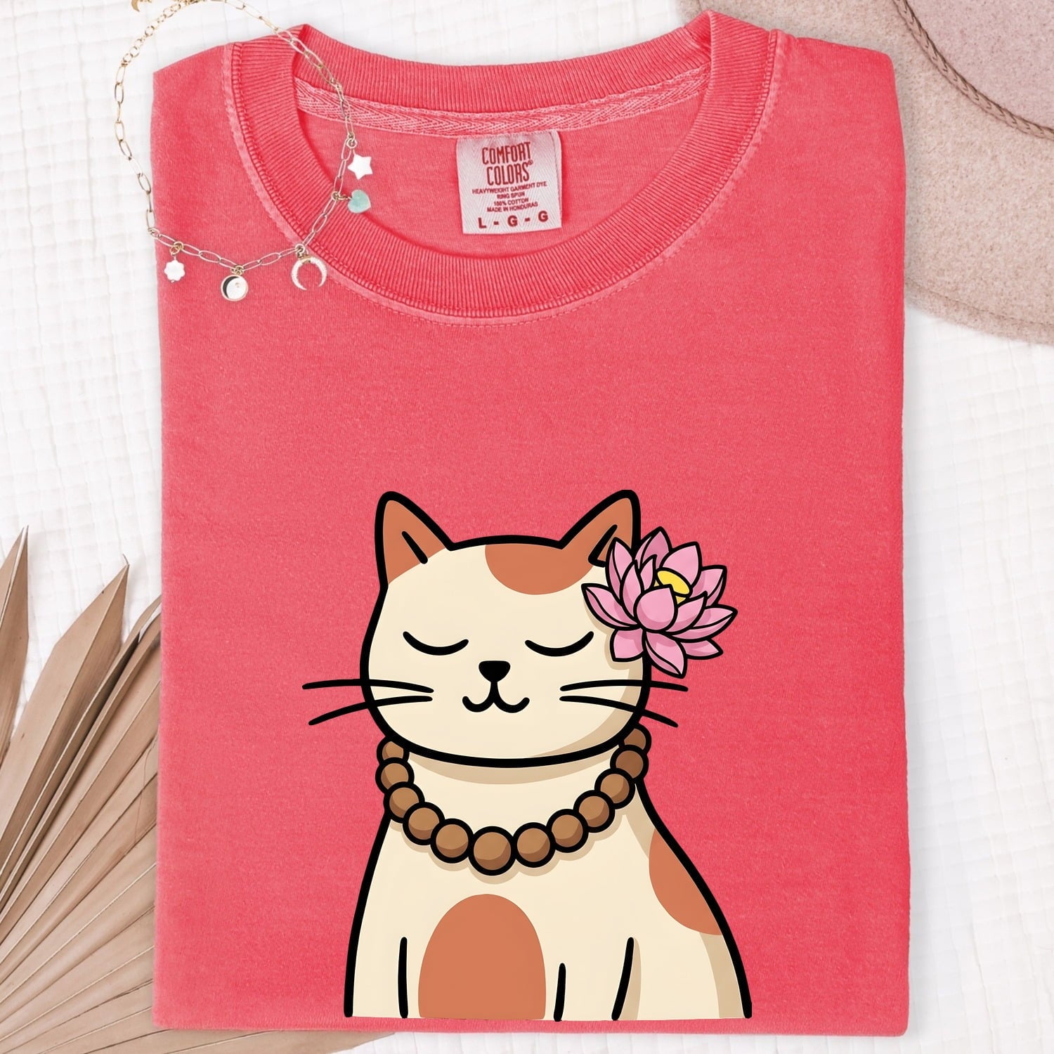 Zen Cat Shirt for Women – Cute Mindfulness Water Lily Meditation Kitten Graphic Tee
