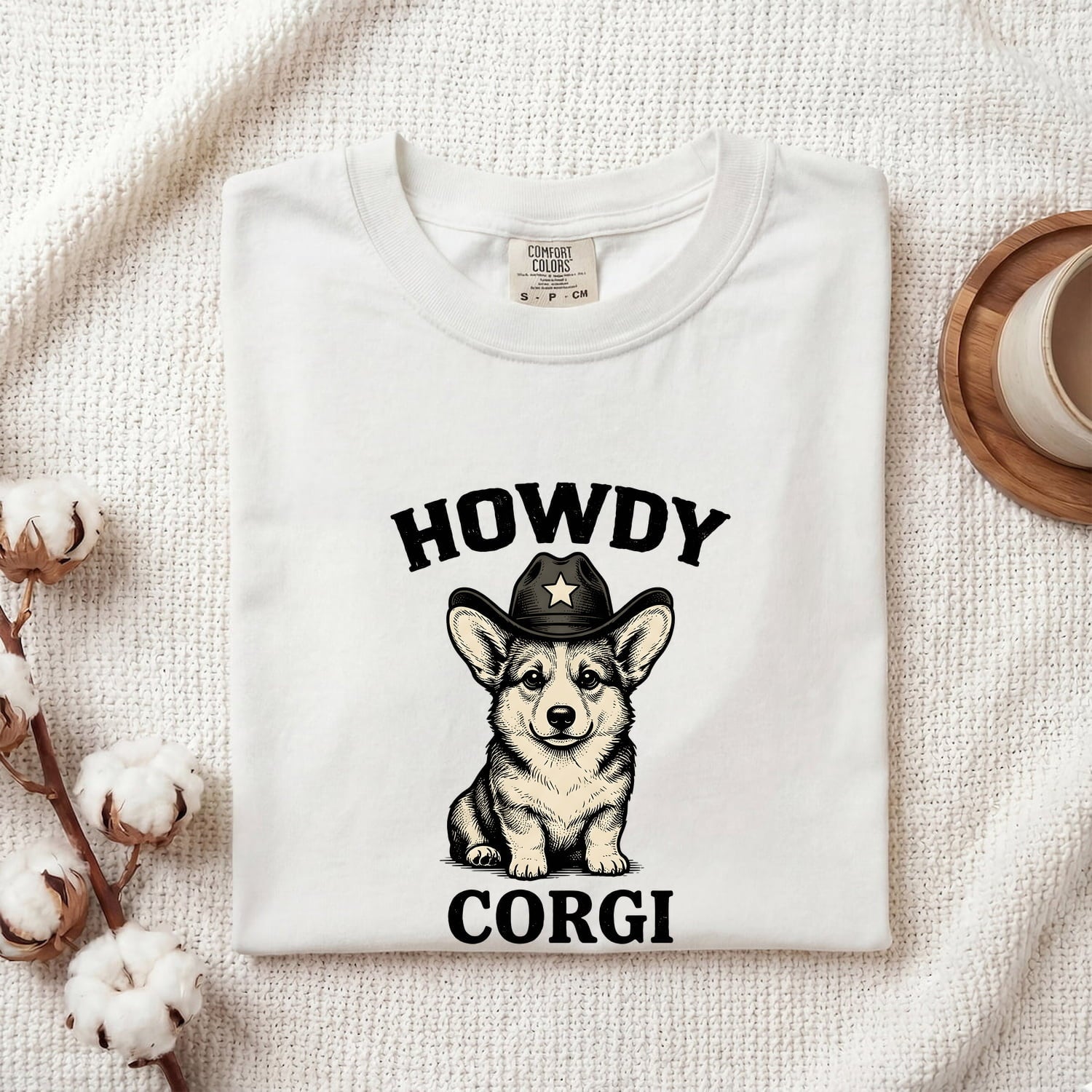 Corgi Cowboy Shirt for Women – Hand Drawn Rodeo Pembroke Welsh Cartoon Graphic Tee