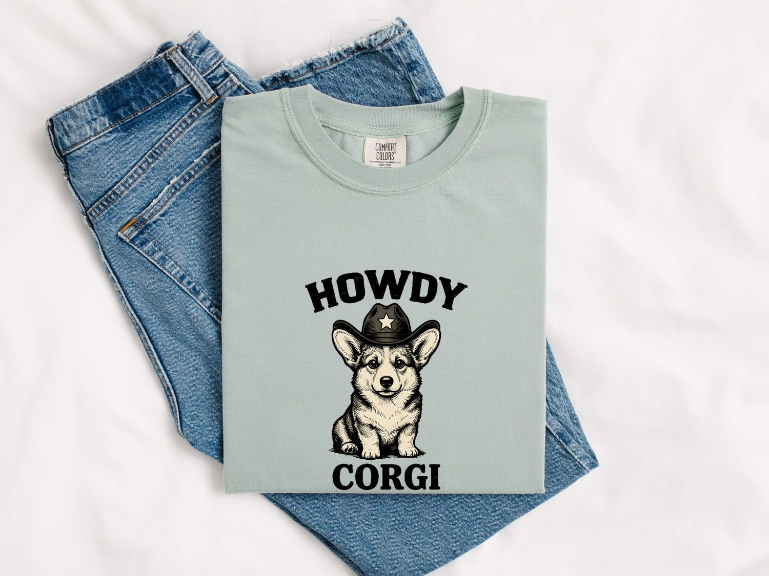 Corgi Cowboy Shirt for Women – Hand Drawn Rodeo Pembroke Welsh Cartoon Graphic Tee