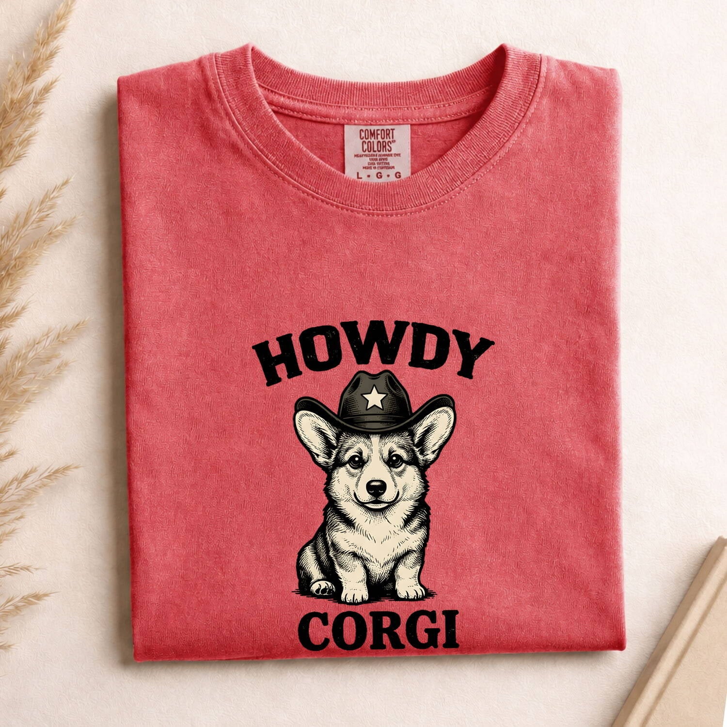 Corgi Cowboy Shirt for Women – Hand Drawn Rodeo Pembroke Welsh Cartoon Graphic Tee
