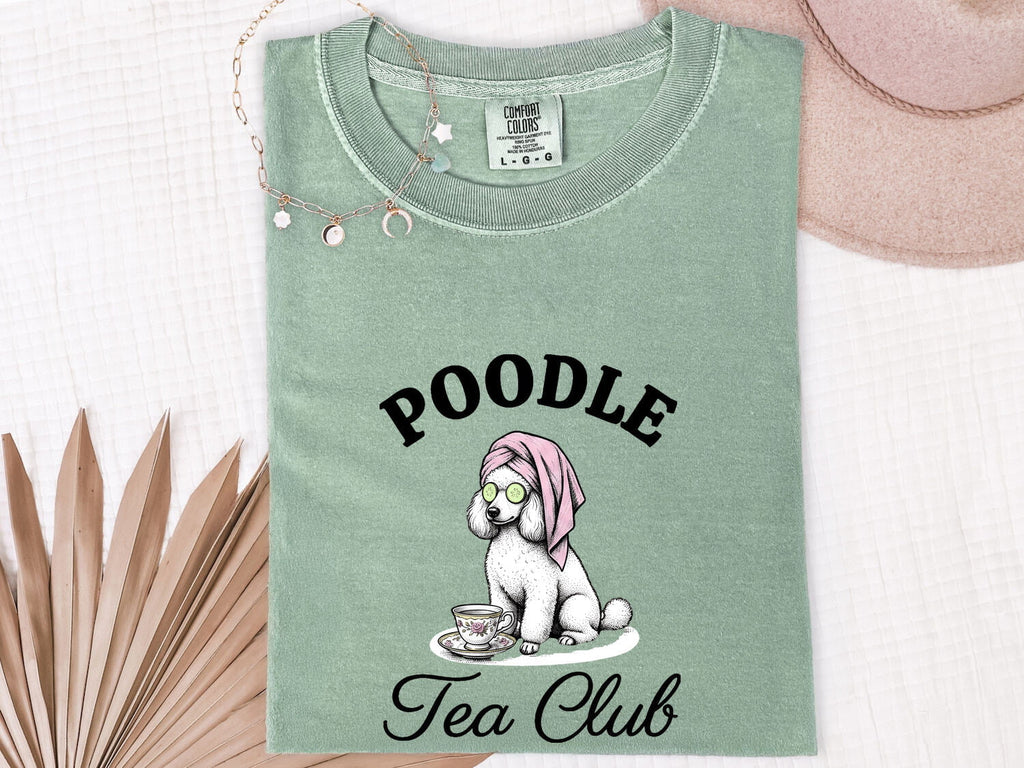 Poodle Shirt for Women – Retro Sketch Coffee Tea Cup Puppy Graphic Tee