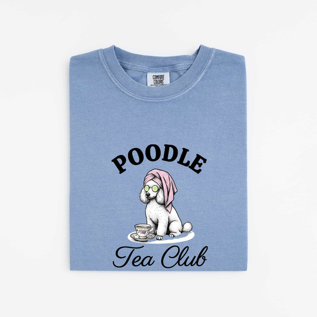 Poodle Shirt for Women – Retro Sketch Coffee Tea Cup Puppy Graphic Tee