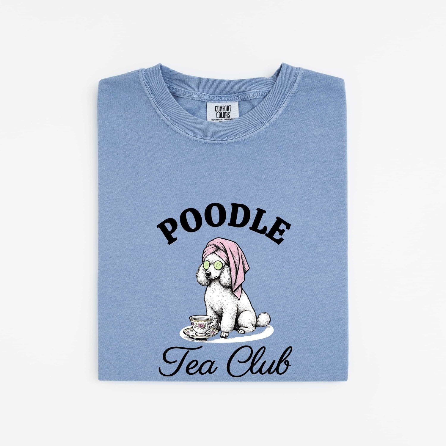 Poodle Shirt for Women – Retro Sketch Coffee Tea Cup Puppy Graphic Tee