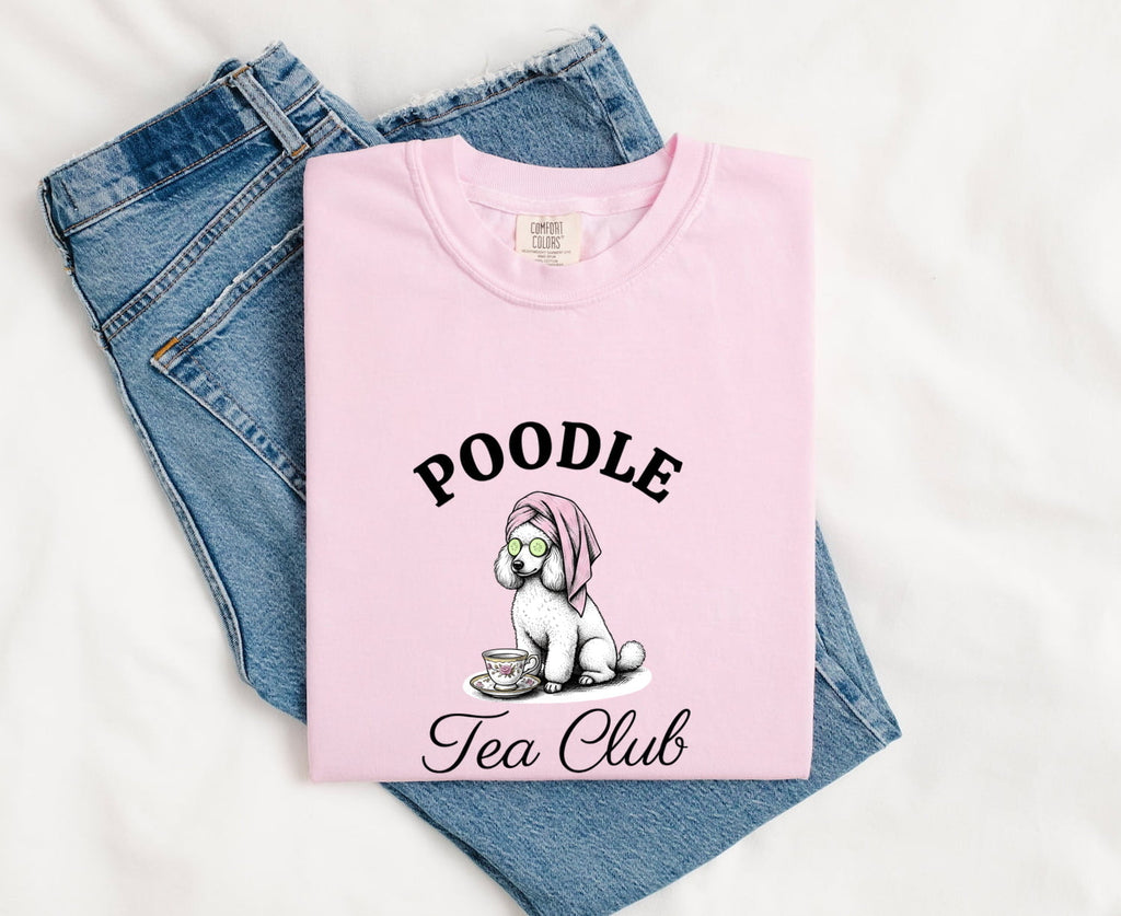 Poodle Shirt for Women – Retro Sketch Coffee Tea Cup Puppy Graphic Tee