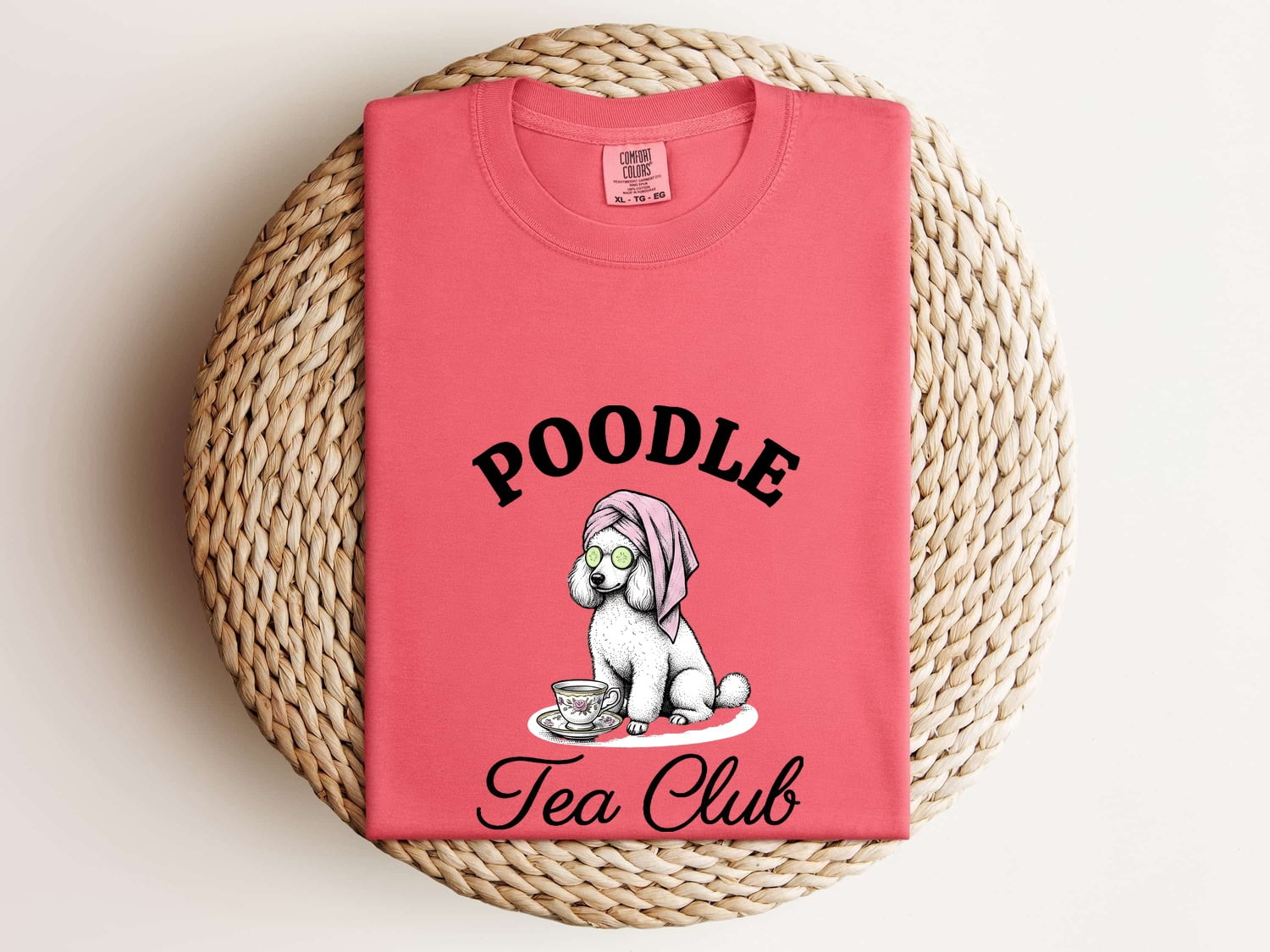 Poodle Shirt for Women – Retro Sketch Coffee Tea Cup Puppy Graphic Tee