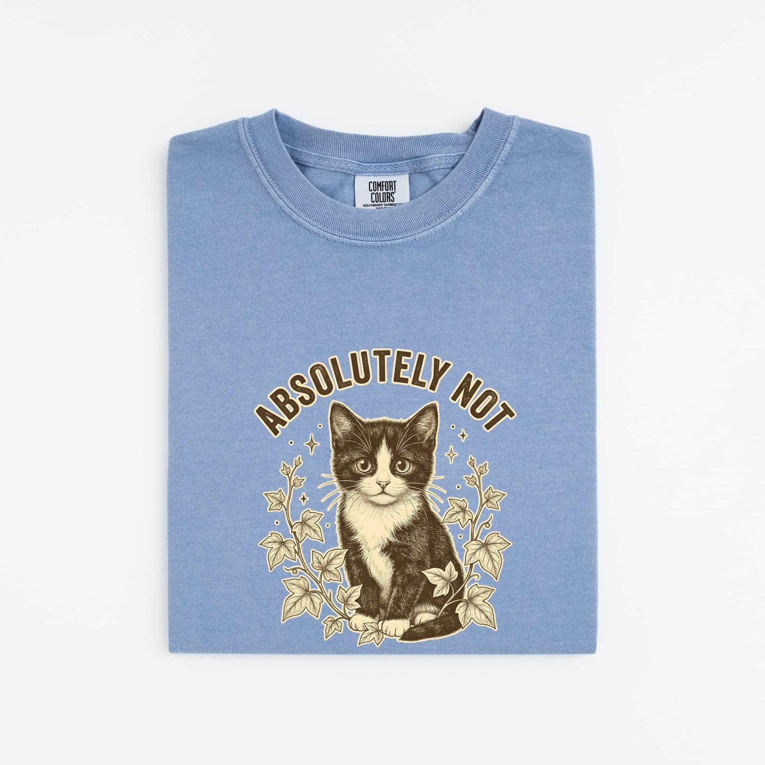 Tuxedo Kitten Shirt for Women – Retro Floral Botanical Vine Leaves Graphic Tee