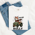 Christmas Husky Shirt for Women – Kawaii Tractor Classic Wreath Dog Graphic Tee
