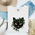 Black Cat Shirt for Women – Eco Leaf Art Foliage Ivy Sketch Graphic Tee