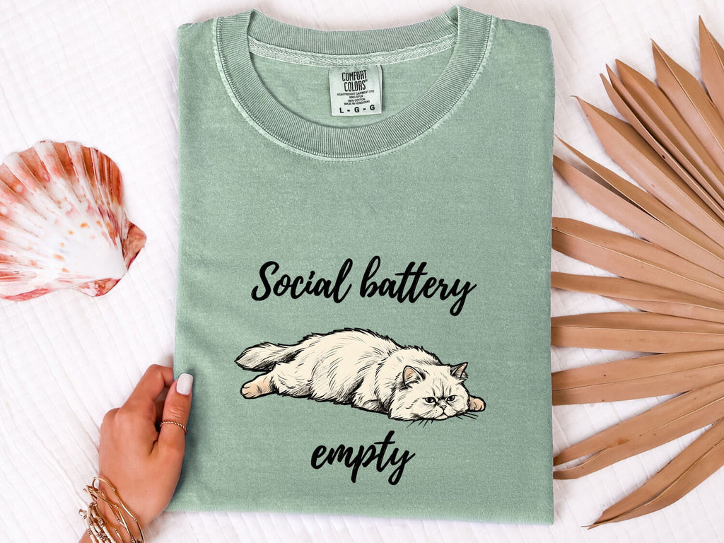 Furry Cat Shirt for Women – Funny Line Art Classic Relaxed Pose Kitten Graphic Tee
