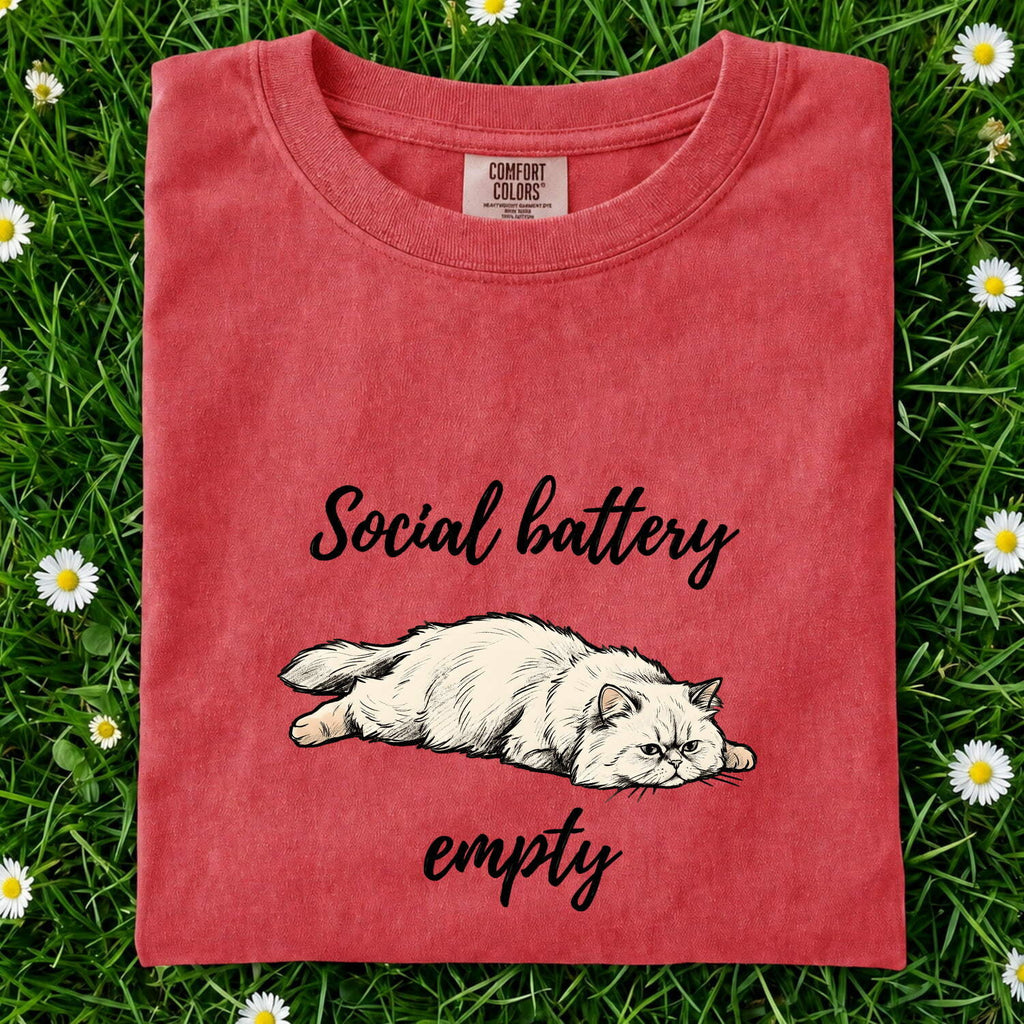 Furry Cat Shirt for Women – Funny Line Art Classic Relaxed Pose Kitten Graphic Tee