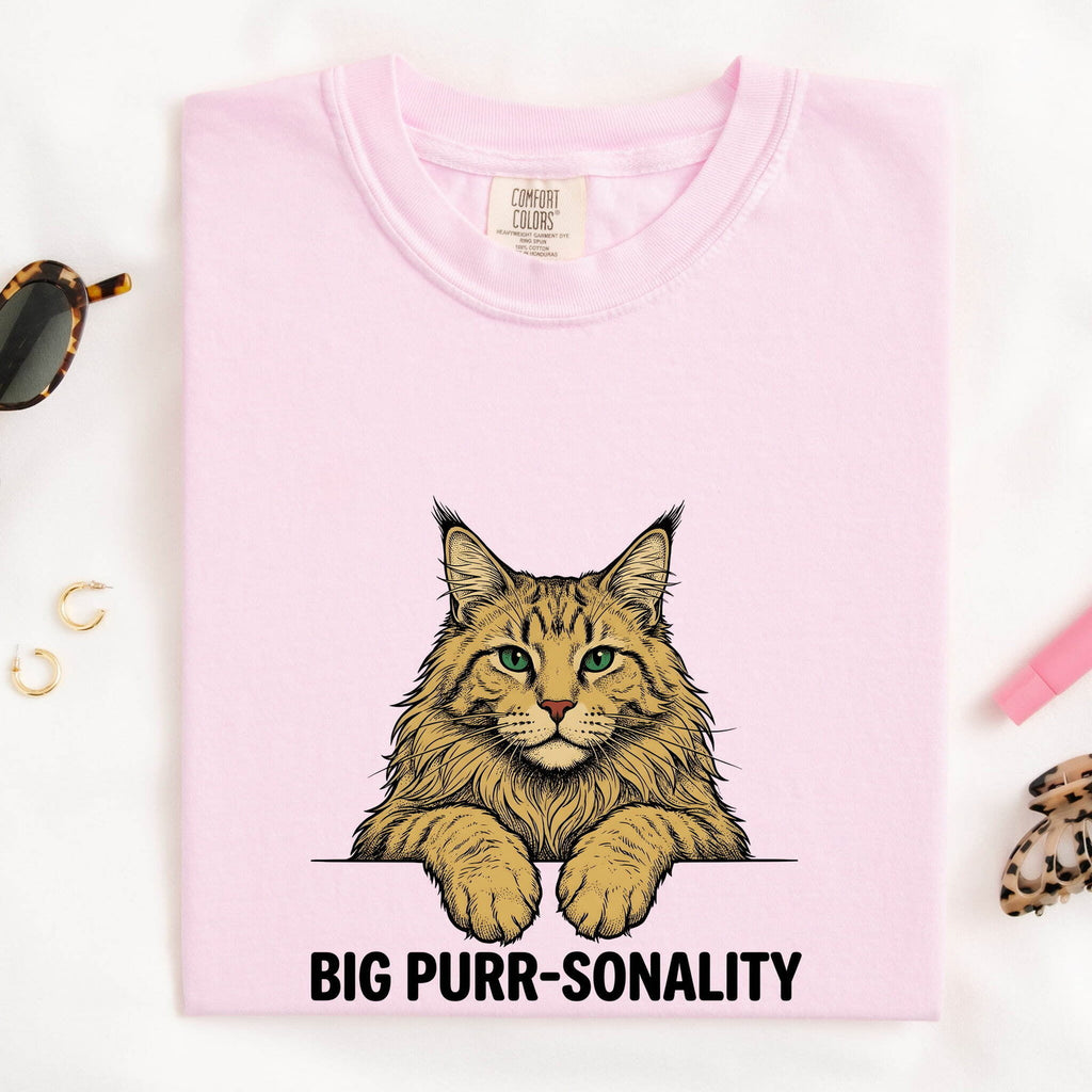 Maine Coon Shirt for Women – Retro Sketch Emerald Eyes Kitten Drawing Graphic Tee