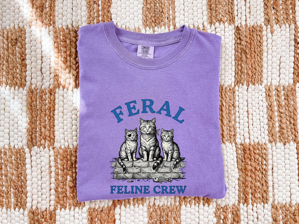 Three Cats Shirt for Women – Vintage Retro Hand Drawn Fish Bone Illustration Graphic Tee