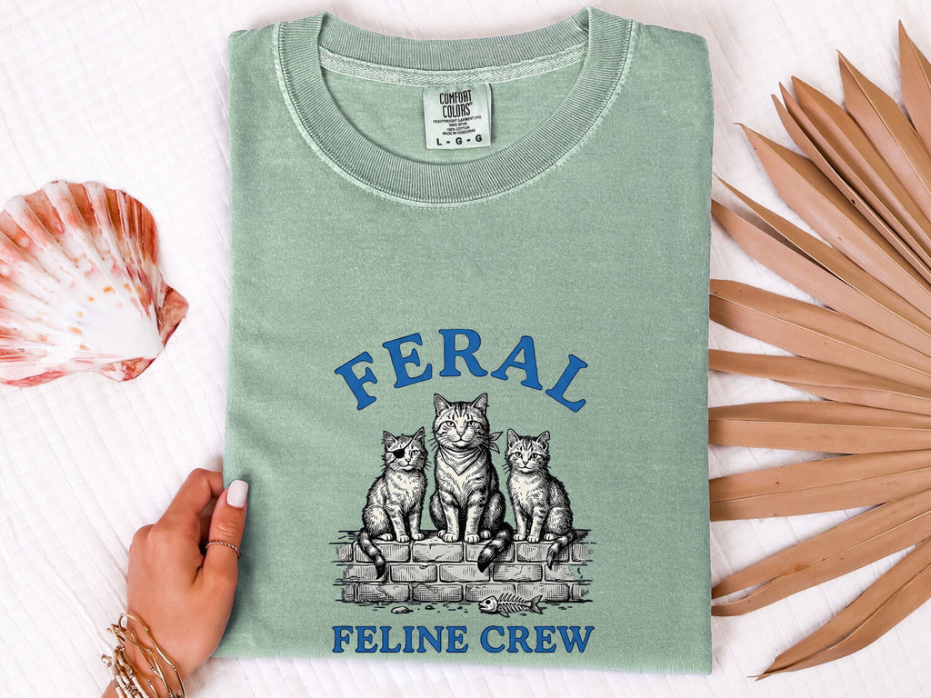 Three Cats Shirt for Women – Vintage Retro Hand Drawn Fish Bone Illustration Graphic Tee
