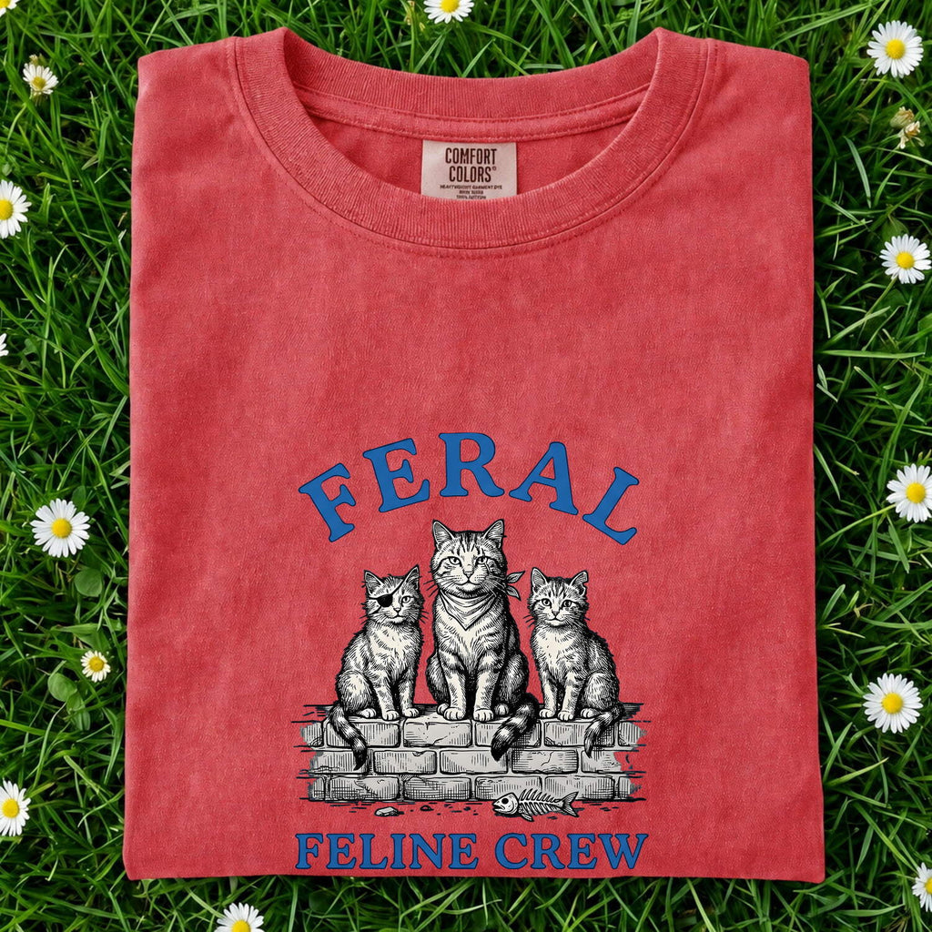 Three Cats Shirt for Women – Vintage Retro Hand Drawn Fish Bone Illustration Graphic Tee