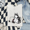 Sled Dog Shirt for Women – Funny Minimalist Husky Fizzy Drink Cartoon Graphic Tee