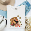 Kitten Picnic Shirt for Women – Hand Drawn Rustic Country Line Art Cat Graphic Tee