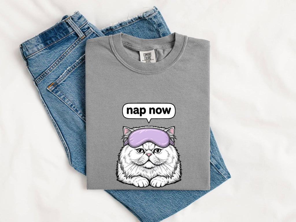 Persian Cat Shirt for Women – Funny Chibi Cartoon Eye Mask Sketch Graphic Tee